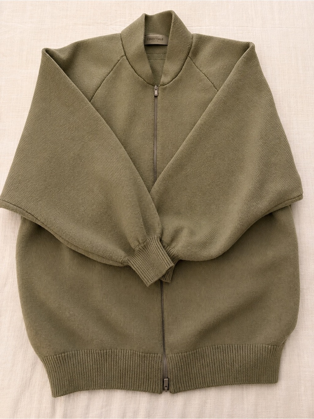 Fear of God Essentials Women’s Zip Up Knit Jacket Wheat Oversized M NWOT - Picture 9 of 12